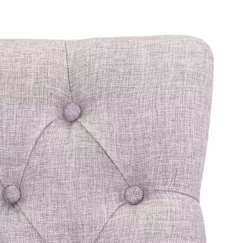 Tabouret de bar WestinTrends 29 pouces à dossier haut, en tissu de lin capitonné, gris clair