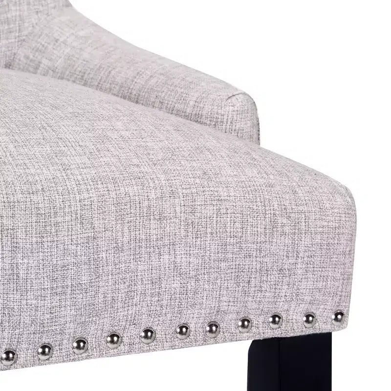 Tabouret de bar WestinTrends 29 pouces à dossier haut, en tissu de lin capitonné, gris clair
