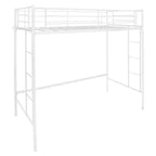 Costway Twin Size Loft Bed Heavy Duty Metal Loft Bed Frame with Safety Guardrail Silver/White/Black