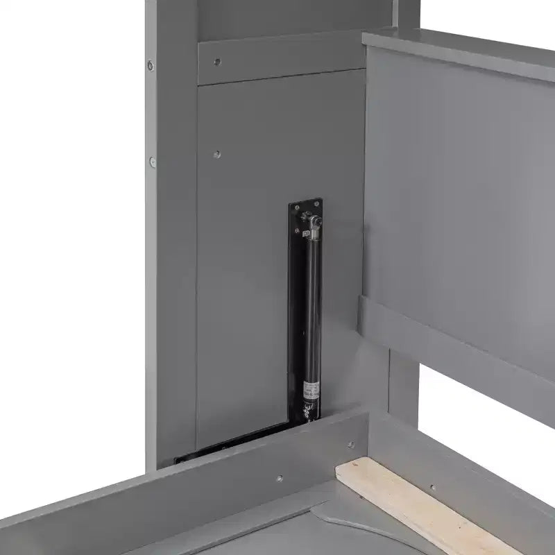 Lit escamotable grand lit/deux places avec étagères, blanc/gris, 4A - ModernLuxe
