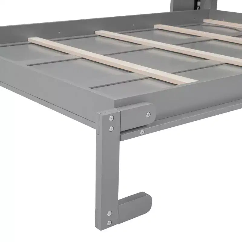 Lit escamotable grand lit/deux places avec étagères, blanc/gris, 4A - ModernLuxe