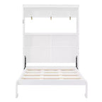 Lit escamotable grand lit/deux places avec étagères, blanc/gris, 4A - ModernLuxe