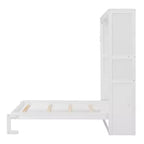 Lit escamotable grand lit/deux places avec étagères, blanc/gris, 4A - ModernLuxe