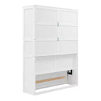 Lit escamotable grand lit/deux places avec étagères, blanc/gris, 4A - ModernLuxe