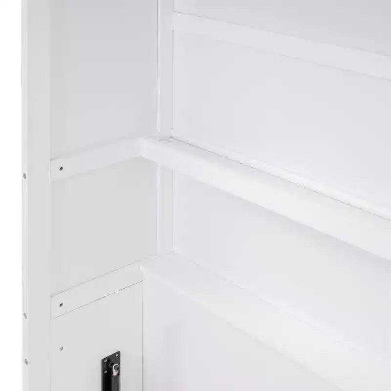 Lit escamotable grand lit/deux places avec étagères, blanc/gris, 4A - ModernLuxe