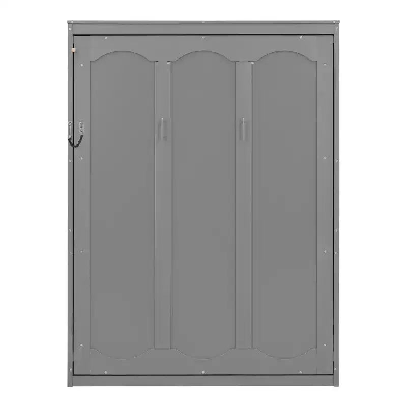 Lit escamotable grand lit/deux places avec étagères, blanc/gris, 4A - ModernLuxe