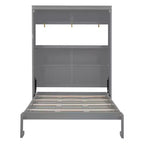 Lit escamotable grand lit/deux places avec étagères, blanc/gris, 4A - ModernLuxe
