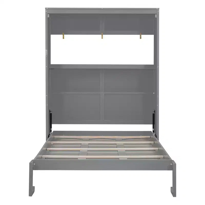 Lit escamotable grand lit/deux places avec étagères, blanc/gris, 4A - ModernLuxe