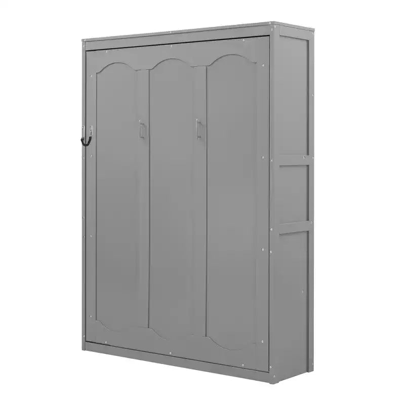 Lit escamotable grand lit/deux places avec étagères, blanc/gris, 4A - ModernLuxe