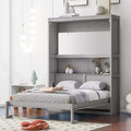 Lit escamotable grand lit/deux places avec étagères, blanc/gris, 4A - ModernLuxe