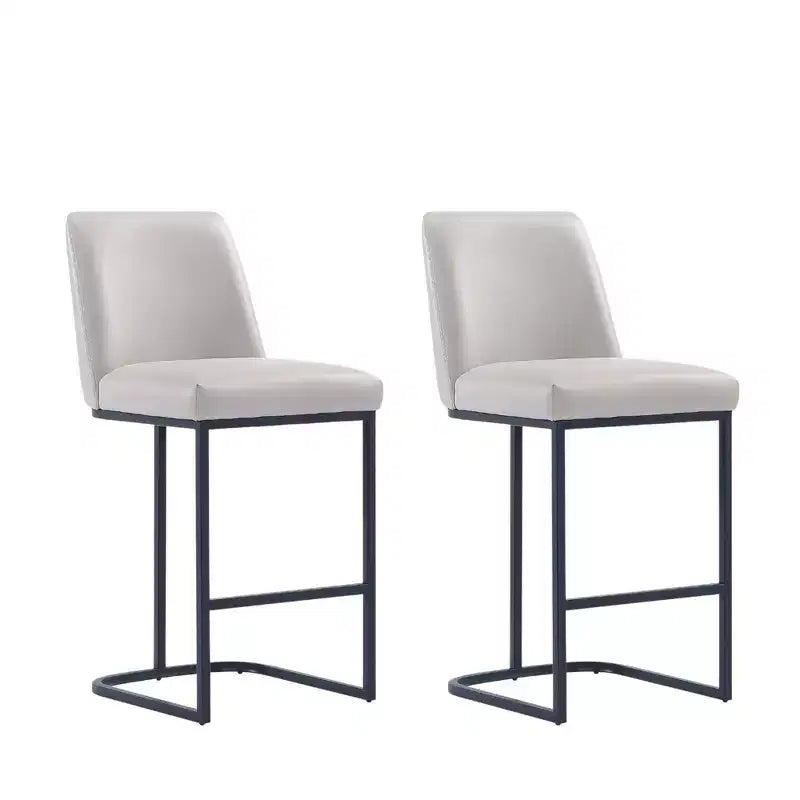 Manhattan Comfort Set of 2 Serena Leatherette Upholstered Metal Counter Height Barstools