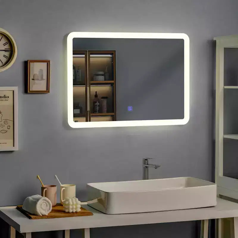 Miroir LED de salle de bain rectangulaire Costway mural, tactile, à intensité variable, 3 couleurs, sans cadre