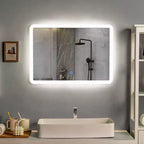 Miroir LED de salle de bain rectangulaire Costway mural, tactile, à intensité variable, 3 couleurs, sans cadre