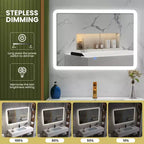 Miroir LED de salle de bain rectangulaire Costway mural, tactile, à intensité variable, 3 couleurs, sans cadre