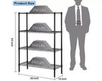 Étagère métallique à 4 niveaux, rack de stockage en acier 36x14x54 pouces, capacité 1000 livres, finition chromée