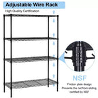 Étagère métallique à 4 niveaux, rack de stockage en acier 36x14x54 pouces, capacité 1000 livres, finition chromée