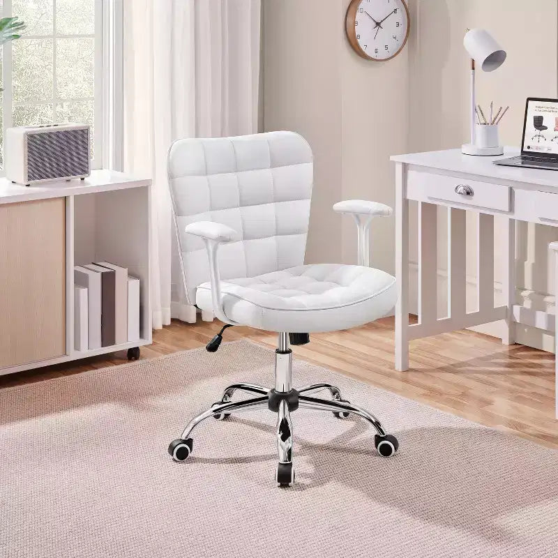 Chaise de Bureau Ergonomique Yaheetech en Similicuir avec Accoudoirs