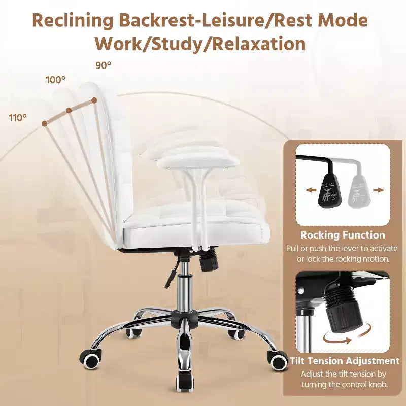 Chaise de Bureau Ergonomique Yaheetech en Similicuir avec Accoudoirs