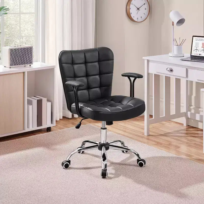 Chaise de Bureau Ergonomique Yaheetech en Similicuir avec Accoudoirs