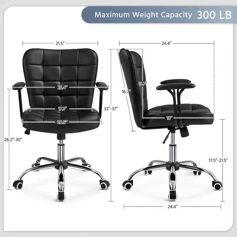 Chaise de Bureau Ergonomique Yaheetech en Similicuir avec Accoudoirs