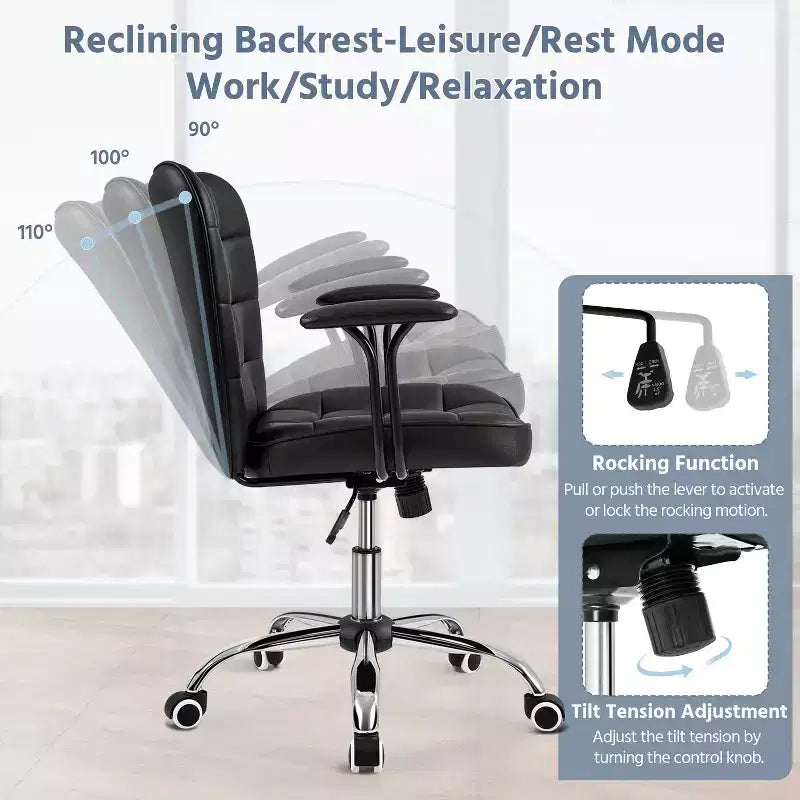 Chaise de Bureau Ergonomique Yaheetech en Similicuir avec Accoudoirs
