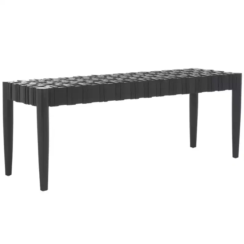 Banc tressé en cuir Walda - BCH4000 - Noir - Safavieh