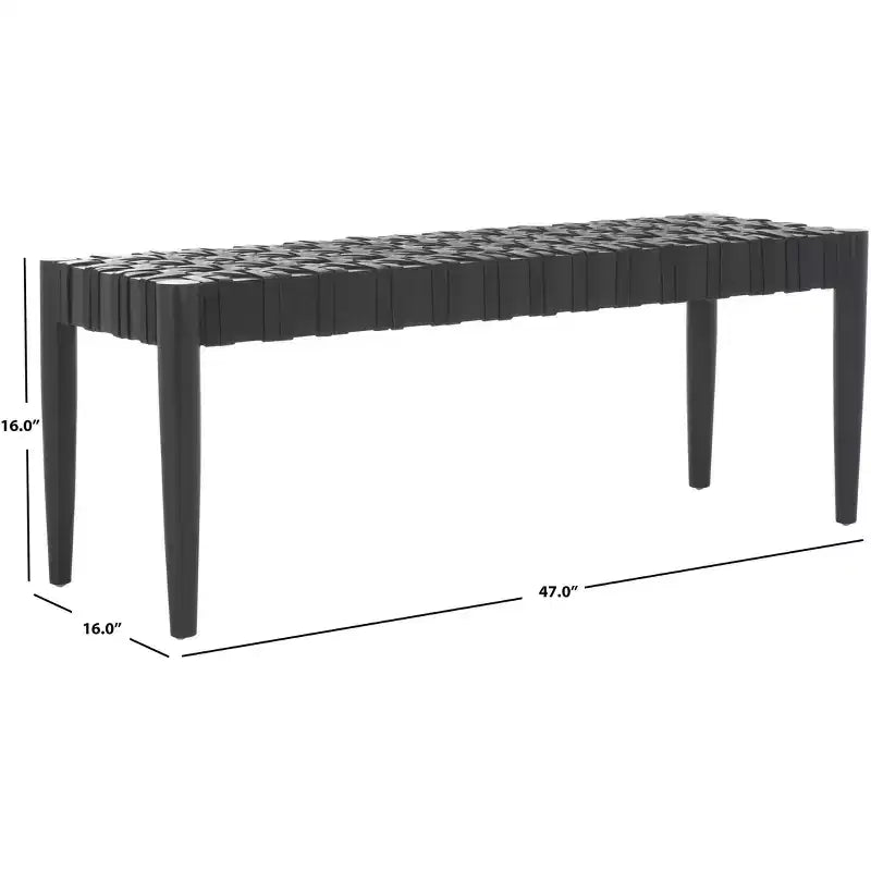 Banc tressé en cuir Walda - BCH4000 - Noir - Safavieh