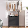 Laundry Sorter, Rolling Laundry Hamper with Hanging Rack, Laundry Hamper 3-Section with Wheels, Rustic Brown