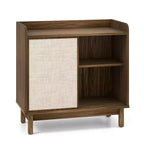 Costway Rattan Sideboard Cabinet Farmhouse Buffet Storage Cabinet with Sliding Door 2 Adjustable Shelves