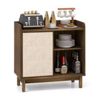 Buffet de rangement Costway en rotin avec portes coulissantes et 2 étagères réglables style ferme