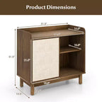 Buffet de rangement Costway en rotin avec portes coulissantes et 2 étagères réglables style ferme
