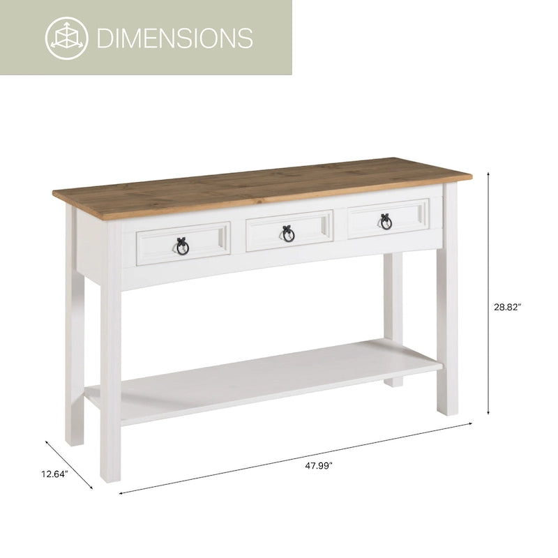 OS Home and Office Furniture Model Cottage Series COW933 Wood Hall Table in Corona Snow