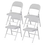 SUGIFT 4 Pack Folding Chairs with Padded Seats, Metal Frame with Pu Leather Seat & Back, Capacity 350 lbs, White