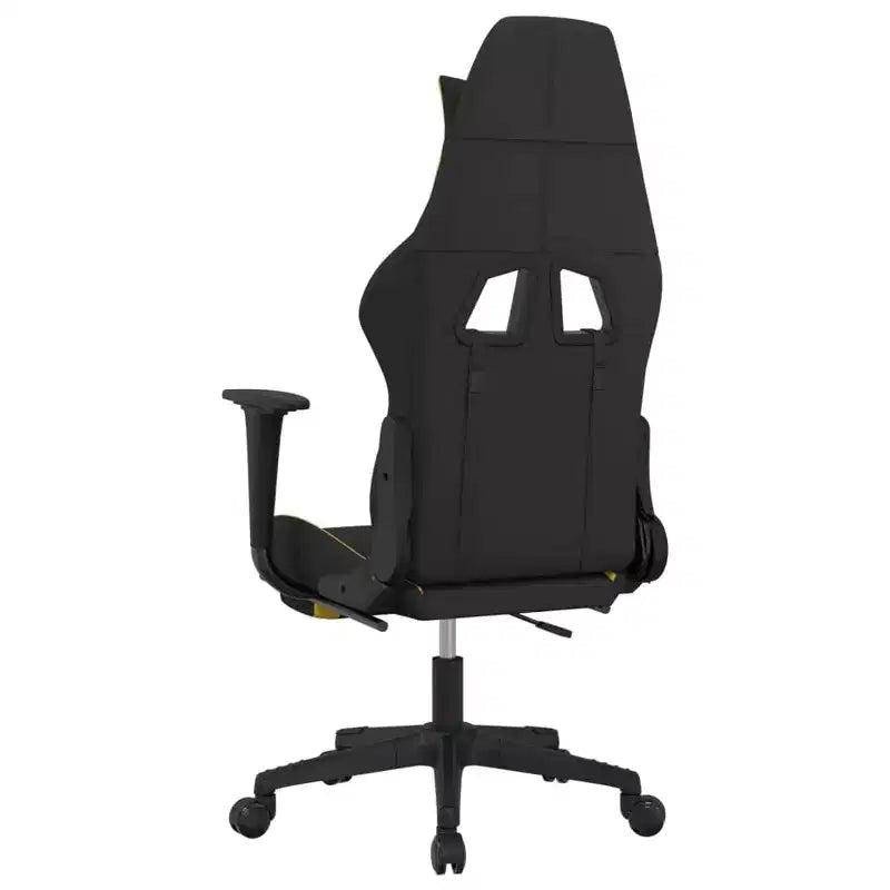 vidaXL Gaming Chair with Footrest, Black and Yellow, Fabric