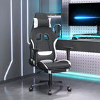 vidaXL - Fauteuil de massage gamer en tissu noir et blanc réglable avec repose-pieds - Fauteuil de jeu de style moderne idéal pour les joueurs