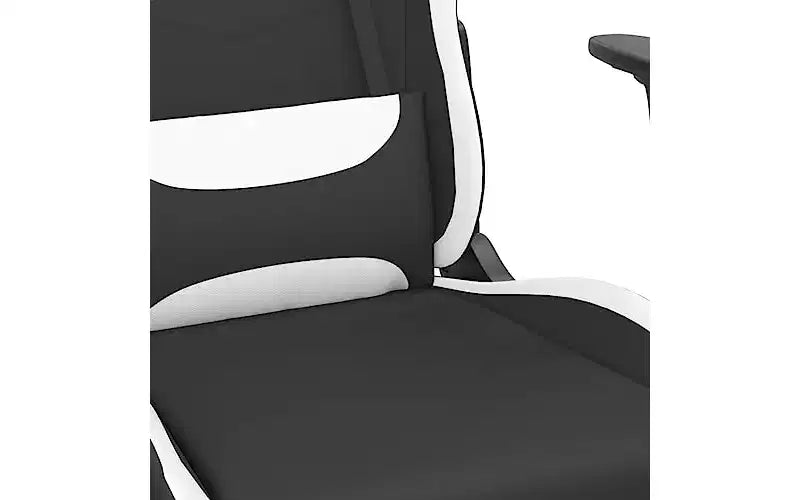vidaXL - Fauteuil de massage gamer en tissu noir et blanc réglable avec repose-pieds - Fauteuil de jeu de style moderne idéal pour les joueurs