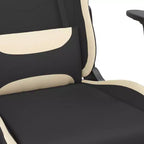 vidaXL Chaise de massage gaming avec repose-pieds, noir et crème, tissu