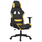 vidaXL Chaise de jeu massante avec repose-pieds, noir et jaune, tissu