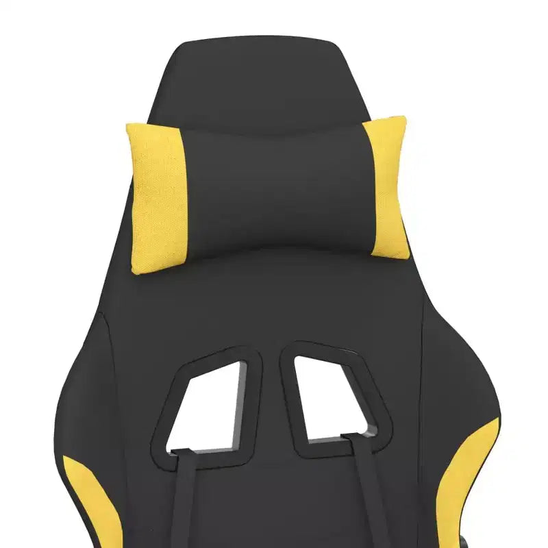 vidaXL Chaise de jeu massante avec repose-pieds, noir et jaune, tissu