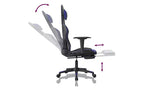 vidaXL Chaise de jeu avec repose-pieds, noir et bleu, similicuir