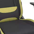 vidaXL Gaming Chair with Footrest, Black and Light Green, Fabric