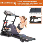 Ksports Multi-Functional Electric Treadmill Home Gym Cardio Strength Training Workout Set w/ Ab Mat, Sit-Up Strap, & Adjustable Incline