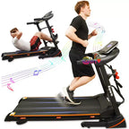Ksports Multi-Functional Electric Treadmill Home Gym Cardio Strength Training Workout Set w/ Ab Mat, Sit-Up Strap, & Adjustable Incline