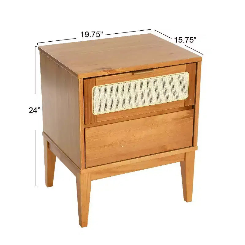 Table de chevet Storied Home Crawford en bois massif avec 2 tiroirs de rangement
