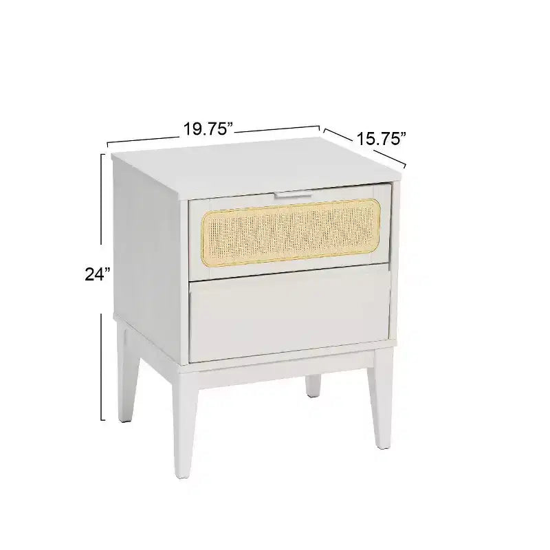 Table de chevet Storied Home Crawford en bois massif avec 2 tiroirs de rangement