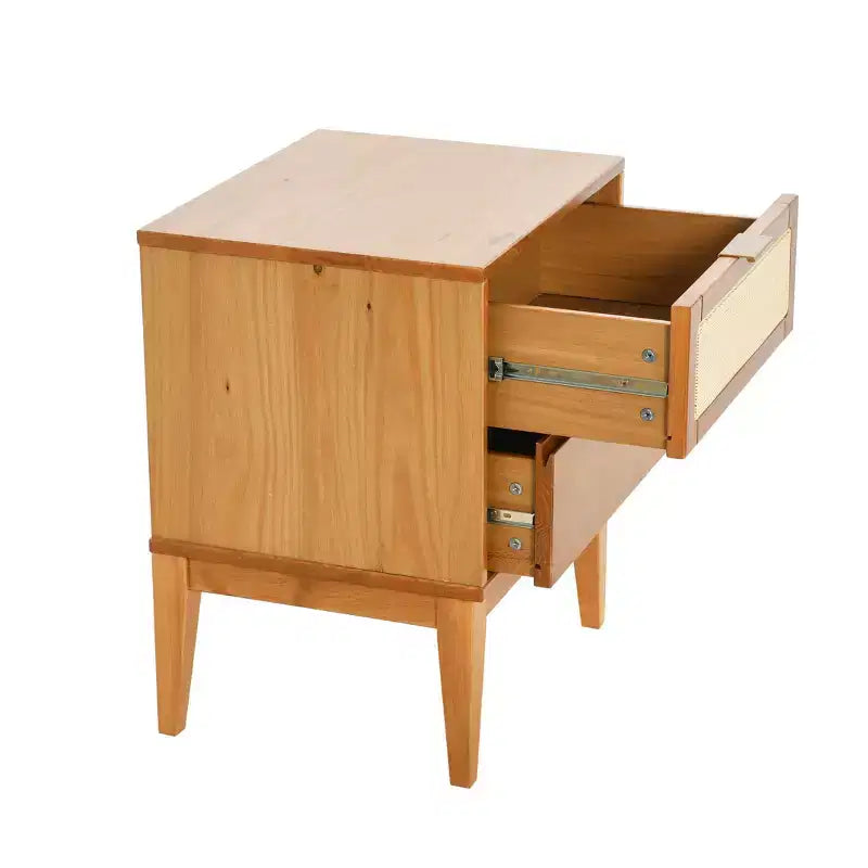 Table de chevet Storied Home Crawford en bois massif avec 2 tiroirs de rangement