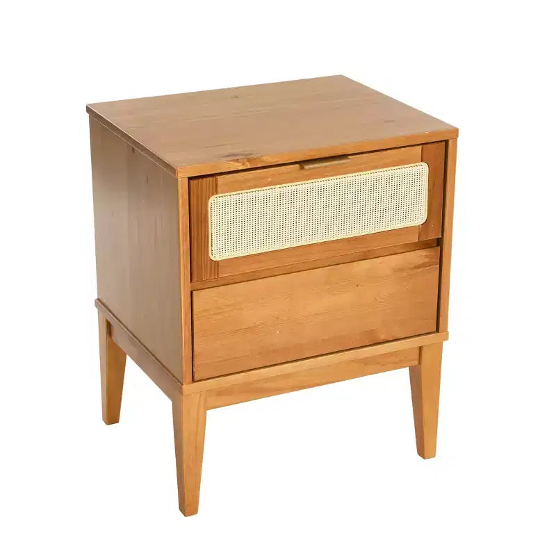 Storied Home Crawford Solid Wood Nightstand with 2 Storage Drawers