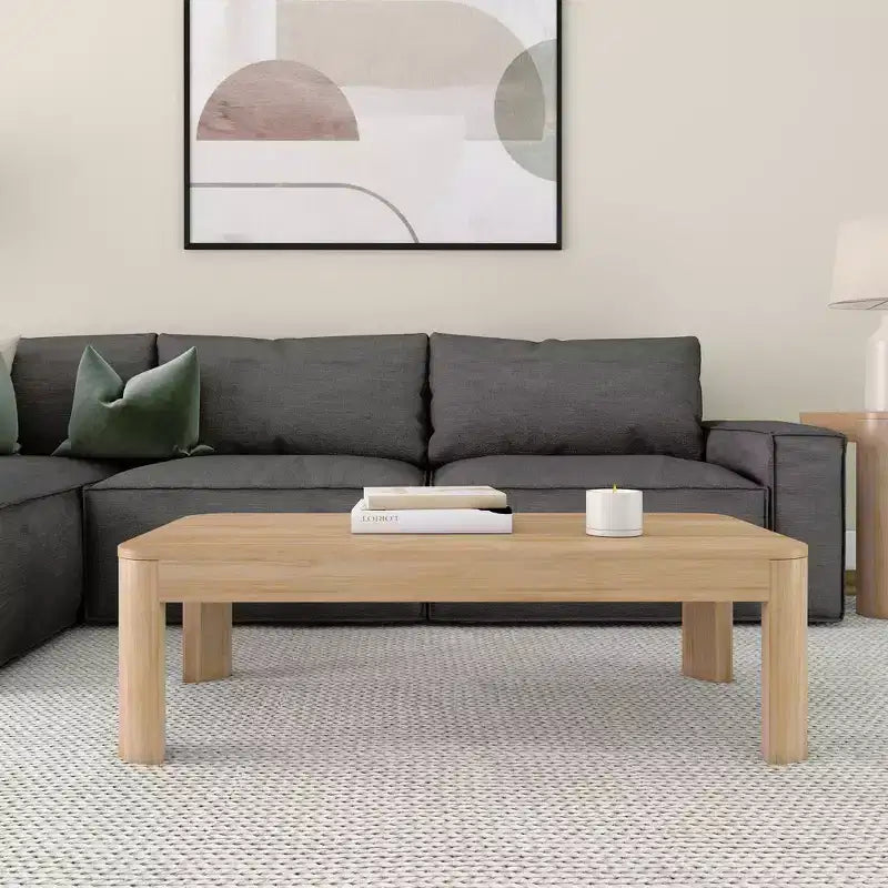 Table basse rectangulaire moderne 48 po en bois massif Plank+Beam, table basse pour salon