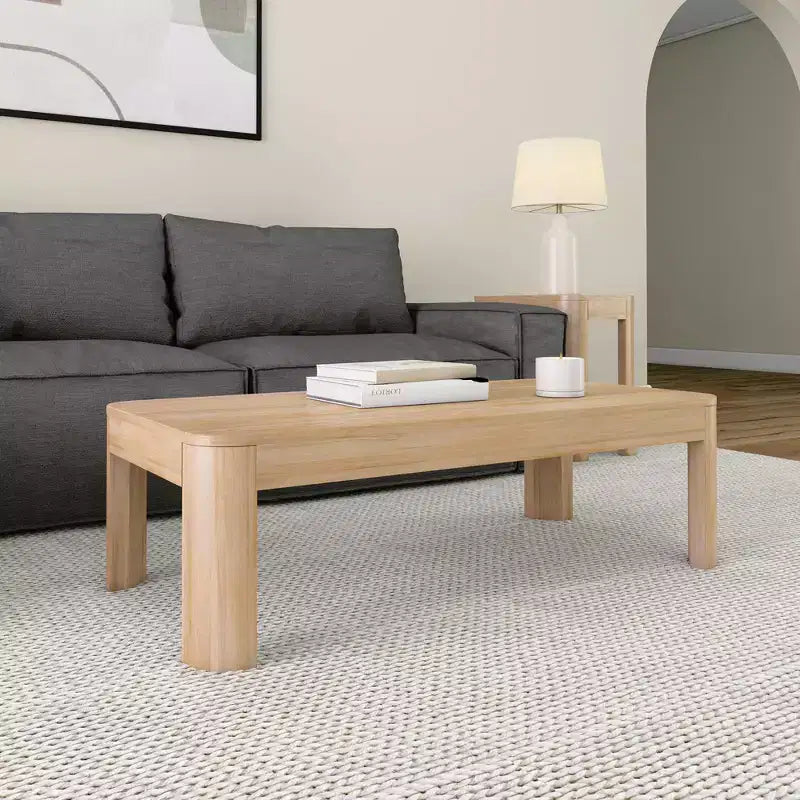 Table basse rectangulaire moderne 48 po en bois massif Plank+Beam, table basse pour salon
