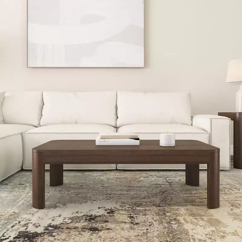Table basse rectangulaire moderne 48 po en bois massif Plank+Beam, table basse pour salon